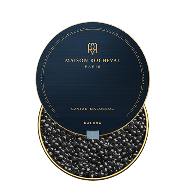 Open Maison Rocheval Kaluga caviar tin