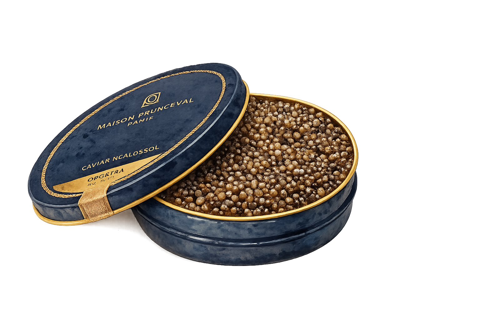 Open Maison Rocheval caviar tin