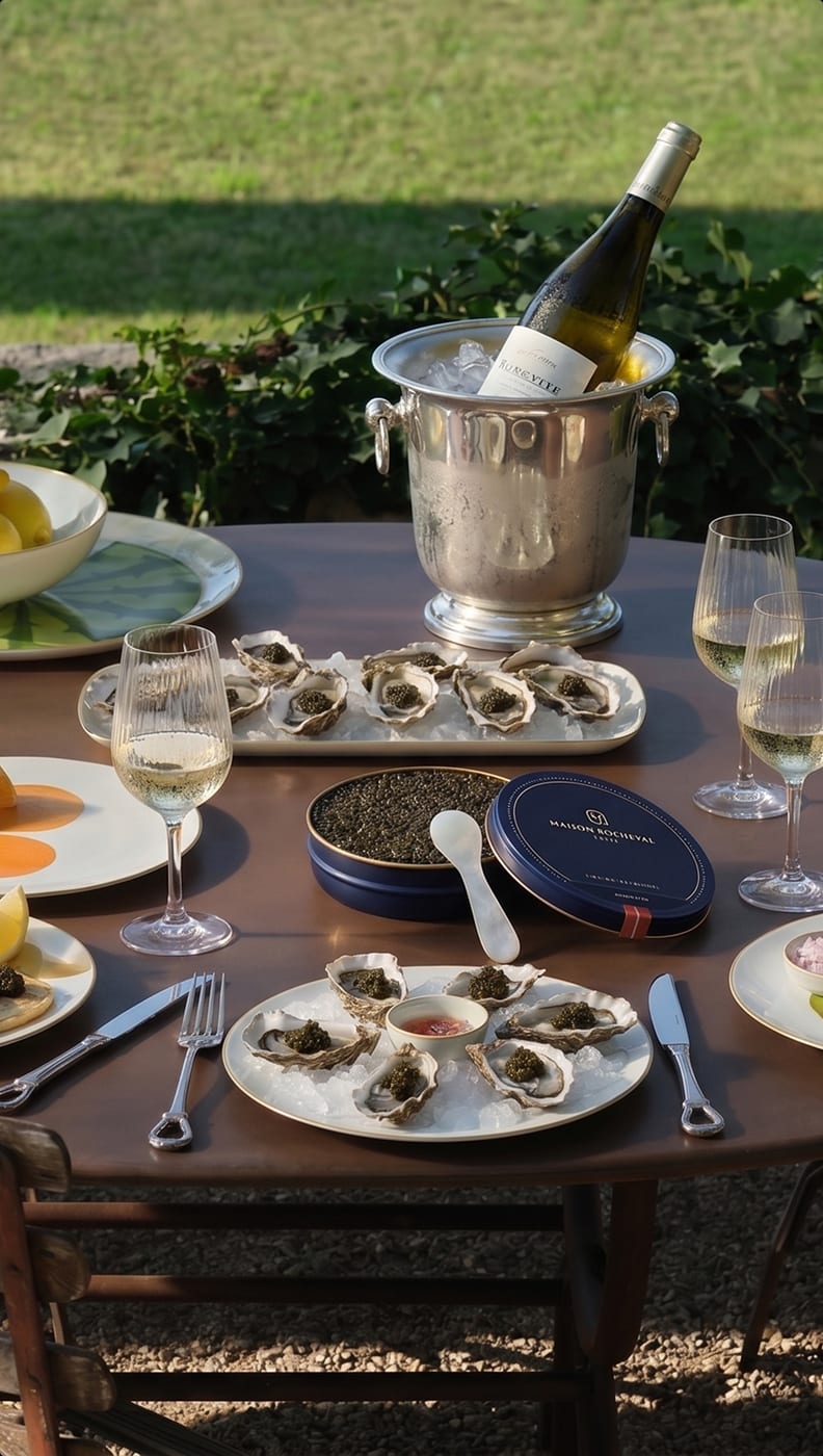 Maison Rocheval caviar tins set for a tasting ritual